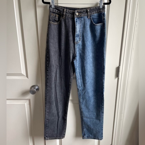 NWOT SHEIN Two Tone Mom Jeans Size 6 - Picture 1 of 5